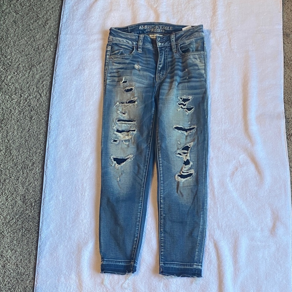 American Eagle High Rise Jegging Crop Blue Jeans